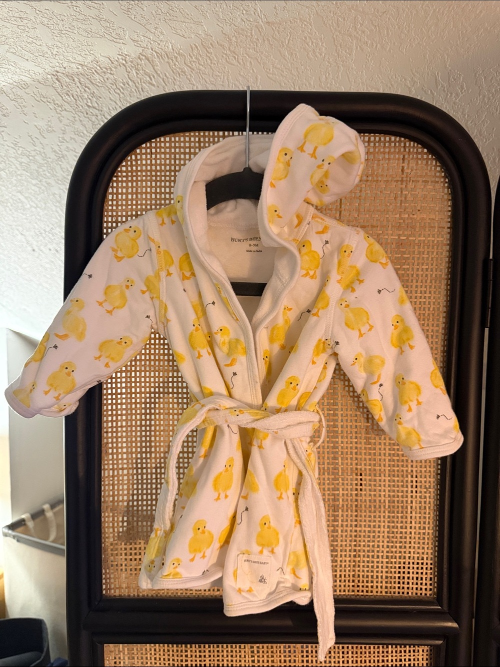 Burts Bees Baby Organic Hooded Terrycloth Robe with Yellow Duck Print 0-3 Month